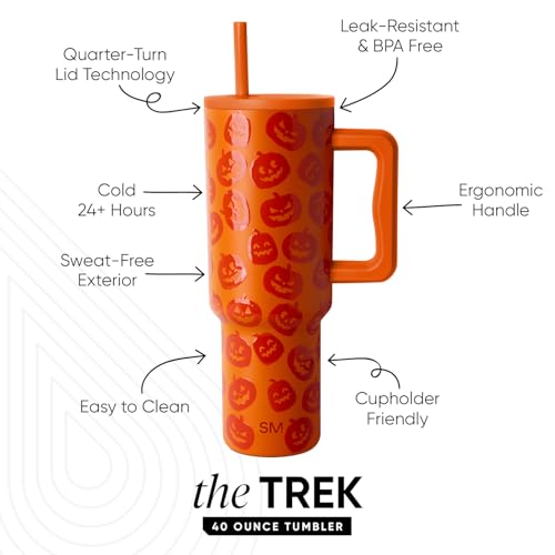 Simple Modern Halloween Tumbler with Handle - 40oz Jack-O-Lanterns Variation