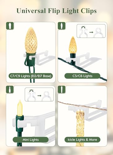 Minetom 400 Pack Christmas Light Clips - White for C7 C9 String Lights
