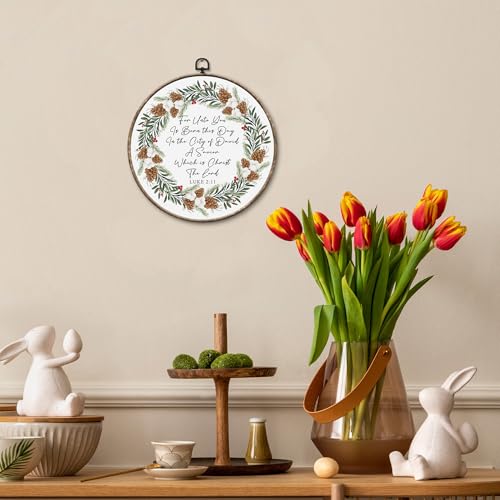 Religious Christmas Wall Art - Luke 2:11 Bible Verse Canvas, 10x10in