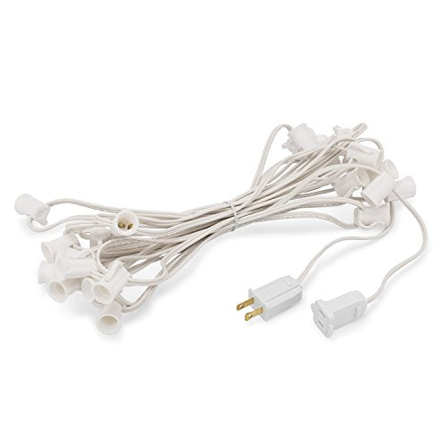 C9 Light Stringer - 25 Feet White Commercial Grade SPT-2 Wire for C9 String Lights - Variation of 25 Feet / White