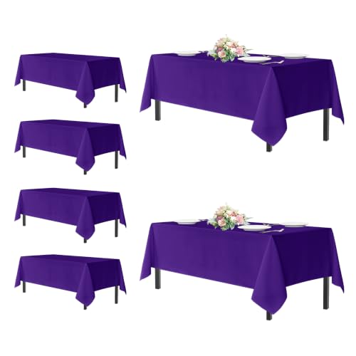 Purple Rectangle Tablecloth 54x108 Inch - 6 Pack for 6 Foot Tables