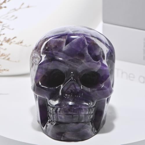 Dreamy Amethyst Crystal Skull Statue - Hand Carved Healing Stone, 5 Inch Variation of THIS listing