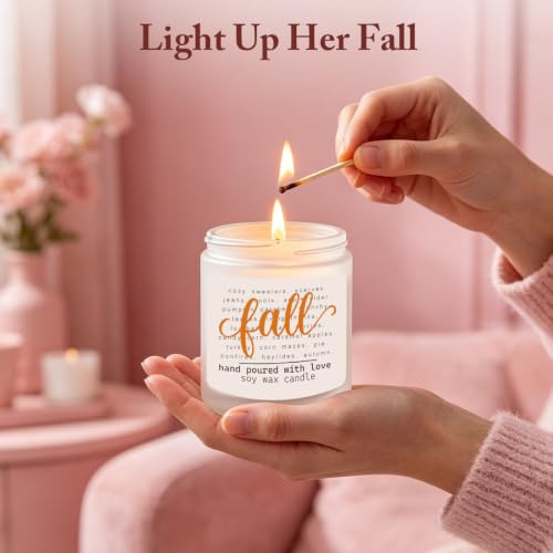 Fall Lavender Scented Candle - Autumn Home Decor Gift, 7oz, 30+ Hours Burn Time - Variation: Fall