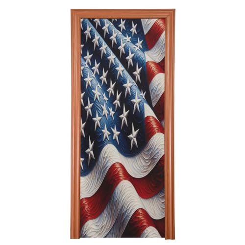 American Flag Door Cover 32x79 Inches - Festive Holiday & Party Decor
