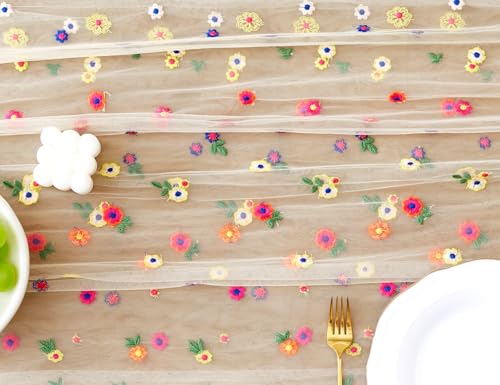 Champagne 10ft 3-Pack Cheesecloth Daisy Table Runners - Wracra