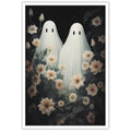 16x12 Ghost Wildflowers Halloween Wall Art Canvas Unframed - Dark Academia Decor