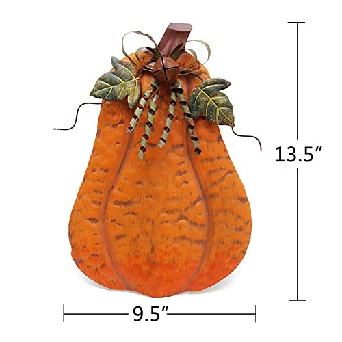 13.5-inch Metal Pumpkin Outdoor Fall Decor - Rustic Porch Halloween & Thanksgiving