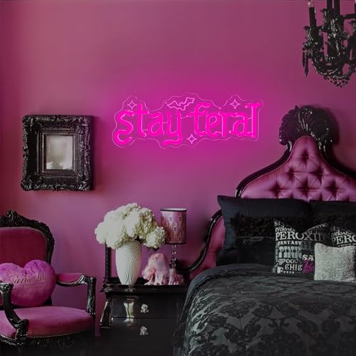 Stay Feral Neon Sign - Gothic Wall Decor LED Light for Bedroom & Halloween, Variation of THIS listing