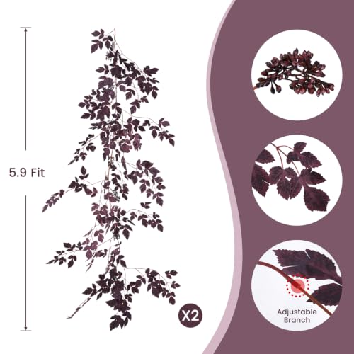Artificial Cimicifuga Vine Garland for Fall Decor - Brown 2 Pack, 12 ft