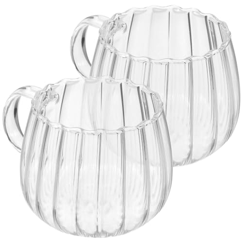 Clear Glass Pumpkin Mug 12oz Halloween Coffee Cup with Handle - Set of 2