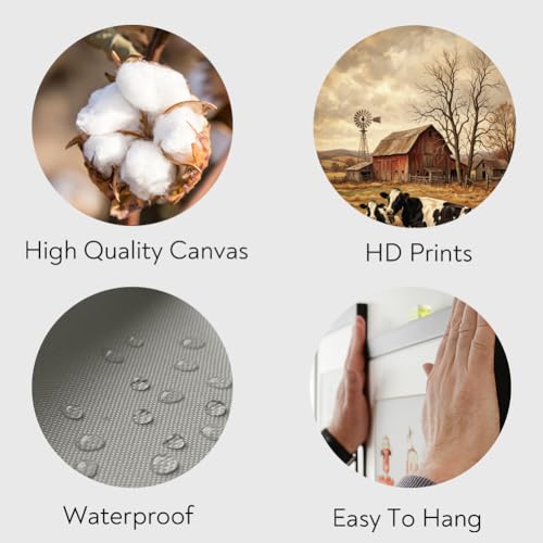 Farmhouse Wall Art Set - 9 Waterproof Canvas Prints for Home Decor - Unframed