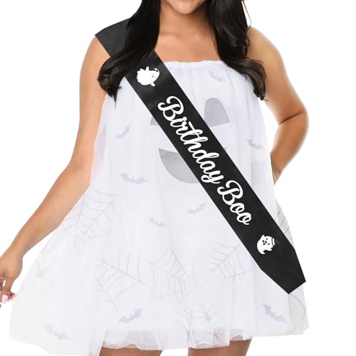 Halloween Birthday Boo Sash for Kids & Adults - 63 Inch Satin Party Accessory