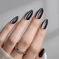 Short Almond Press-On Nails - Black Cat Eye Halloween Nails - Ink Noir 1C