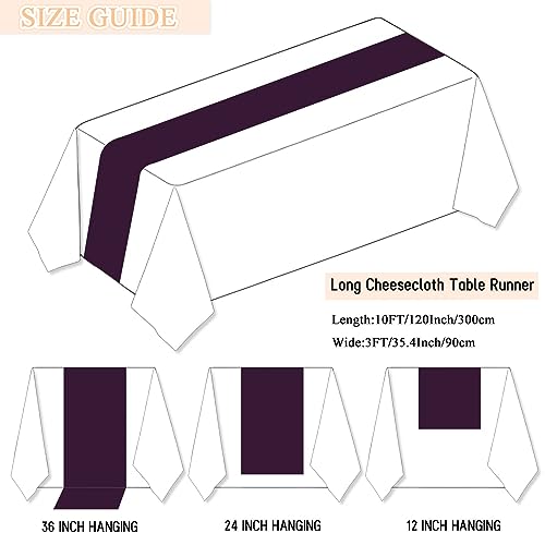 36x10FT Purple Cheesecloth Table Runner 2 Pack for Weddings & Events