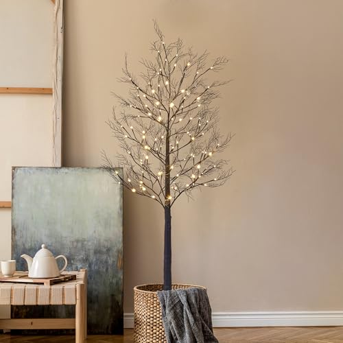 Lightshare 6FT Lighted Willow Tree with Warm White LED Lights - Black Variation