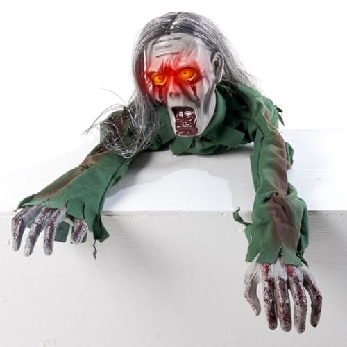 Halloween Creeping Ghost Prop 43 Inch Scary Skeleton with Voice & Light Effects