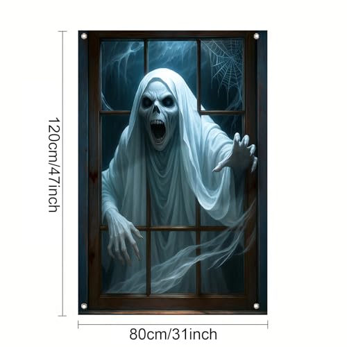 Halloween Ghost Window Cover 31x47 Inch Polyester Outdoor Decor