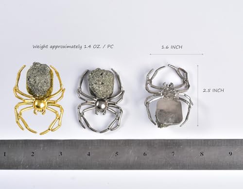 Halloween Spiders Decoration Set - Small Pyrite & Alloy Spider Figurines, 2 Pieces - Variation of B Spider Mixed 2Pcs