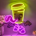 Zombie Cup Neon Sign - Yellow LED Spooky Wall Decor for Halloween & Parties