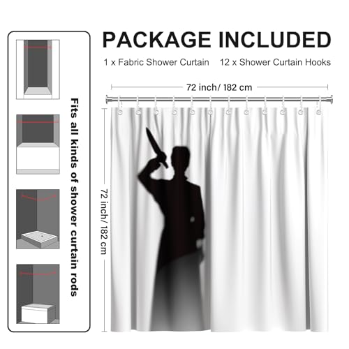 Horror Shadow Shower Curtain 72x72 - Scary Knife Silhouette Bathroom Decor - Variation of THIS listing