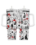 Horror Slasher 40 oz Insulated Tumbler with Handle - Spooky Gift, HorrorPattern