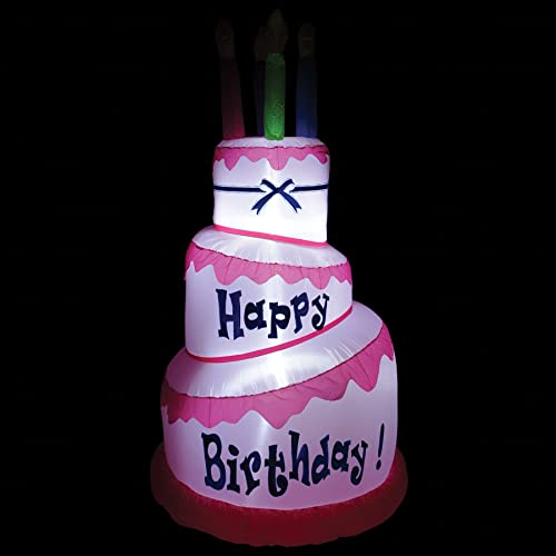 Inflatable Jumbo Birthday Cake with LED Lights - 70 Inch Yard Decor for Indoor & Outdoor Parties