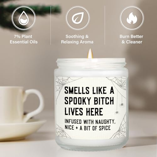 Spooky Halloween Candle with Witchy Web Design and Dark Humor - 7oz Soy Wax