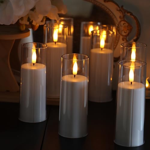 6-Pack Flameless Candles with Remote & Timer, 2x6 Inches, Clear Acrylic