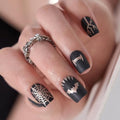 CurvLife Short Square Halloween Press-On Nails - Golden Fang Variation