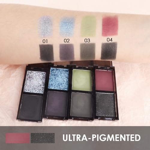 Color Shimmer Black Matte Red Eyeshadow Palette - 04# Red+Black, Long-Lasting & Highly Pigmented, Vegan & Cruelty-Free