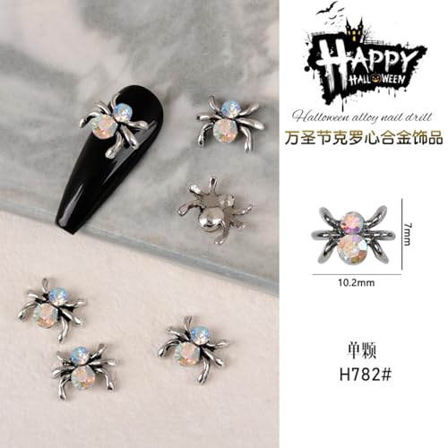 Silver Spider Nail Charms - 20Pcs Halloween 3D Alloy Nail Art Decorations