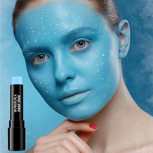 Light Blue Face Paint Stick - Sweatproof Eye Black for Sports, Halloween & Cosplay