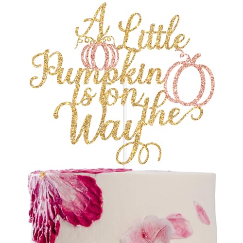 A Little Pumpkin Is On The Way Cake Topper - Fall Baby Shower Decor - Style-3