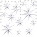 White 12 Pack 9-Pointed Large 3D Paper Star Lanterns with Star Garland for Party & Home Decor