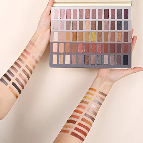 Naked Set 60-Color Eyeshadow Palette + Makeup Brush Set - Neutral & Smokey