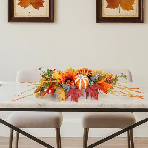Fall Centerpieces for Tables - 28-Inch Autumn Table Decor - Fall Centerpieces - Pinkpuii