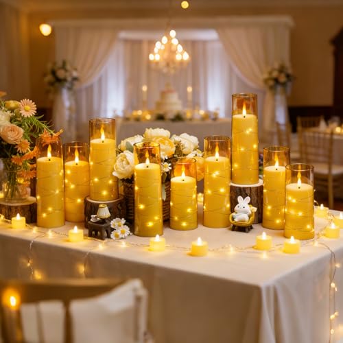 Flameless LED Candles with Timer, 24 Pack, Gold - Romantic Home Decor
