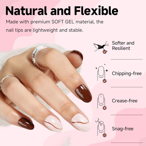 Short Oval Gel Nail Tips Half Matte 504pcs - Clear, Flexible, Easy Apply