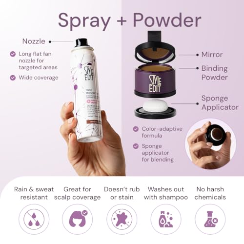 Root Concealer Spray & Powder for Gray Hair Touch Up - Medium Brown