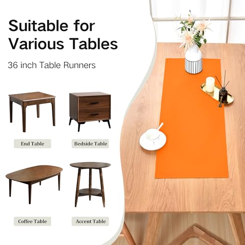 Wolkemer Farmhouse Orange Table Runner - Small 12x36 Inch Short Linen