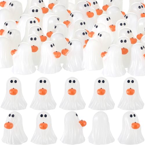 Halloween Mini Pumpkin Ghost Resin Figurines Bulk Set - 40 Pieces