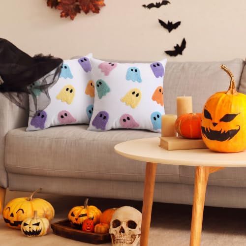 Pastel Halloween Ghost Pillow Covers 18x18 Set of 2 Decorative Cushion Cases