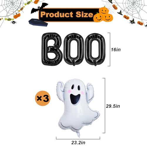 Halloween Foil and Ghost Balloon Set - 6 Pieces for Party Decorations