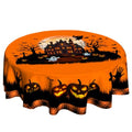 Halloween Castle Round 60 Inch Tablecloth - Pumpkin Ghost Witch Bat Fall Decor