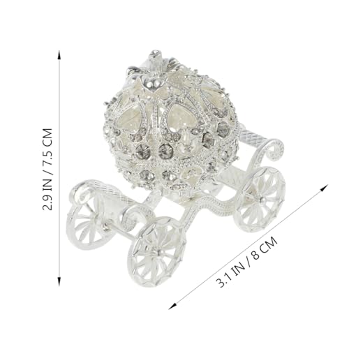 Silver Alloy Pumpkin Carriage Jewelry Trinket Box - Holiday & Wedding Decor