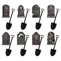Halloween Cupcake Toppers & Mini Shovel Spoons Set - 48 Pcs, Skeleton Tombstones - Variation 1