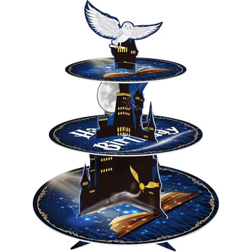 Magical Wizard School 3-Tier Cupcake Stand for Parties and Decor