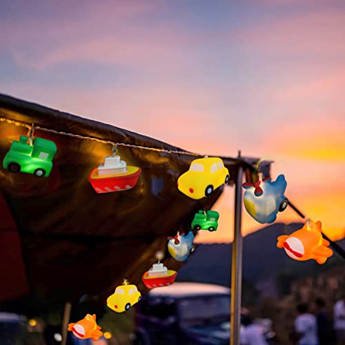 Transportation String Lights USB Powered - Kids Room & Holiday Decor - Collection of Aircraft, Train, Ship & Vehicle Shapes - Transportation Series