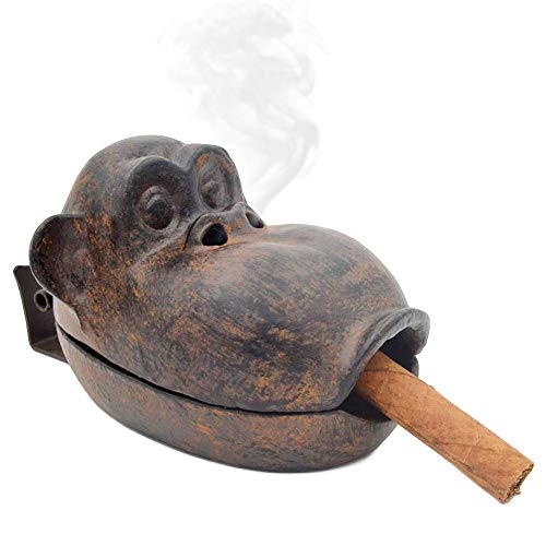 Large Cast Iron Monkey Ashtray & Incense Burner for Outdoor Patio Home Decor