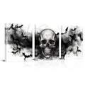 Black and White Skull Wall Art Set - Gothic Halloween Home Decor 12x16 Inch 3 Pieces